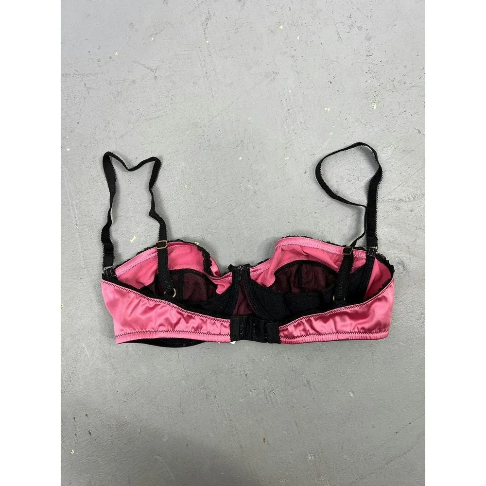 Vintage Dolce & Gabbana Pink‎ Black Satin Bra Size US 36C - Picture 7 of 8